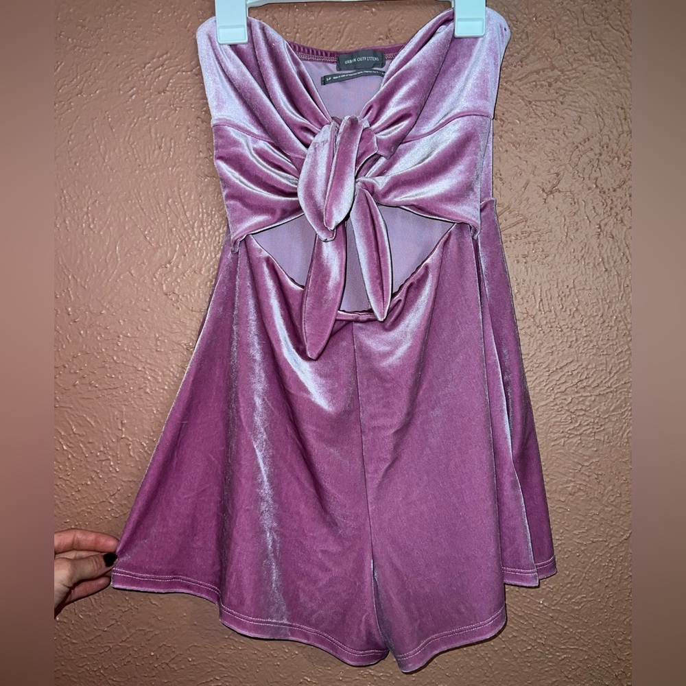 Pink Velvet Romper UO